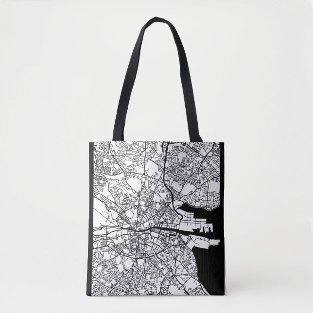 Bolsa Tote Mapa da Cidade de Dublin Irlanda (Frente)
