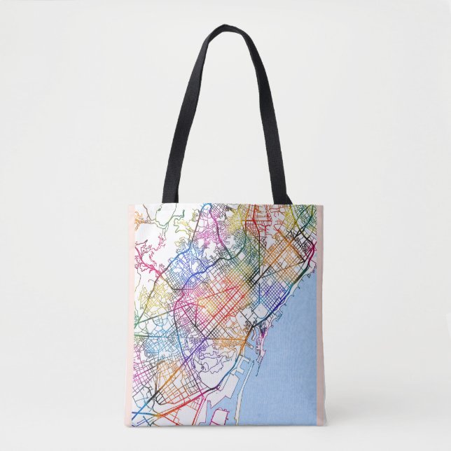 Bolsa Tote Mapa da cidade de Espanha de Barcelona (Frente)
