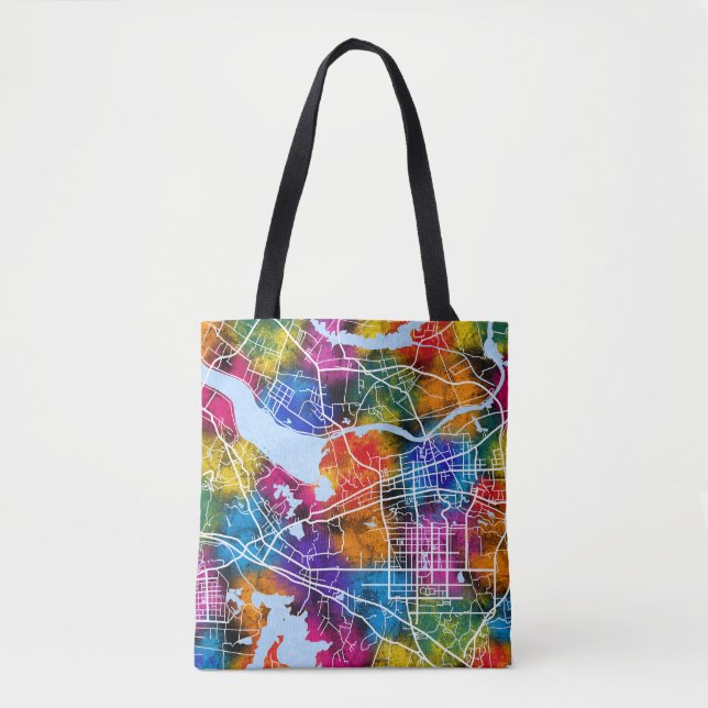 Bolsa Tote Mapa da Cidade de Huainan na China (Frente)