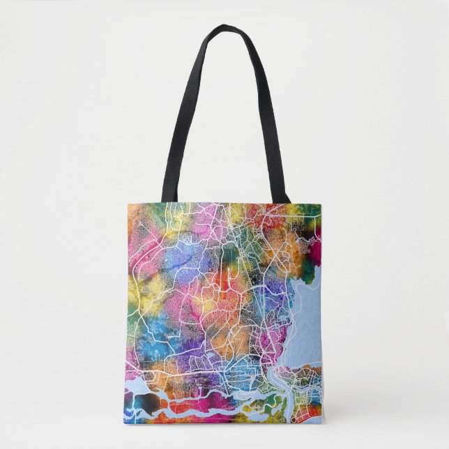Bolsa Tote Mapa da Cidade de Lagos na Nigéria (Frente)