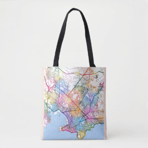 Bolsa Tote Mapa da cidade de Montevidéu Uruguai