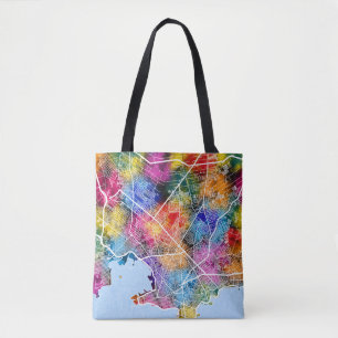 Bolsa Tote Mapa da cidade de Montevidéu Uruguai