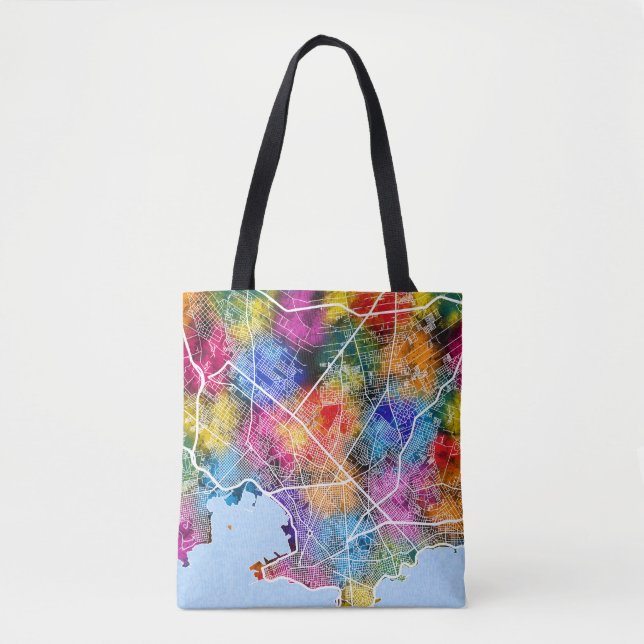 Bolsa Tote Mapa da cidade de Montevidéu Uruguai (Frente)