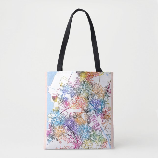 Bolsa Tote Mapa da Cidade de Porto Príncipe Haiti (Frente)