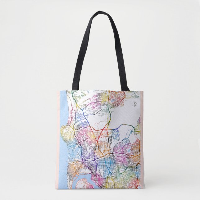Bolsa Tote Mapa da Cidade de San Diego EUA (Frente)