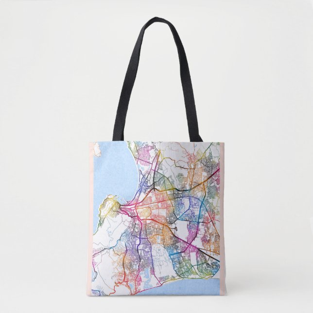Bolsa Tote Mapa da Cidade do Cabo África do Sul (Frente)