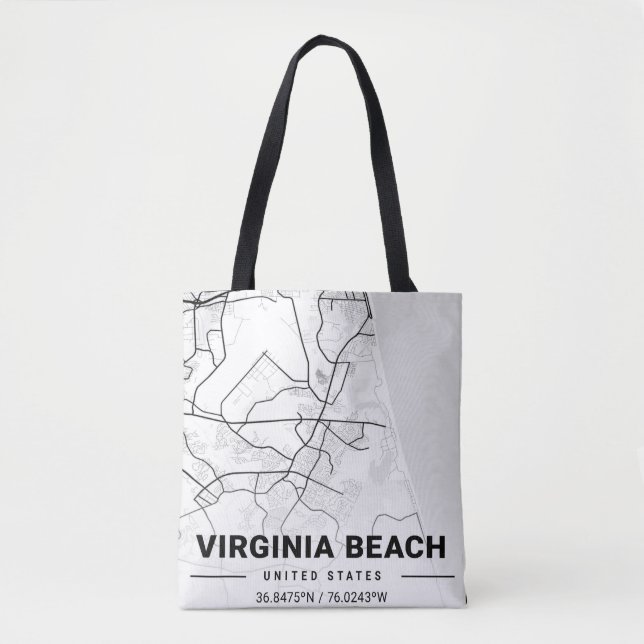 Bolsa Tote Mapa da Cidade Viagem da Virginia Beach USA (Frente)