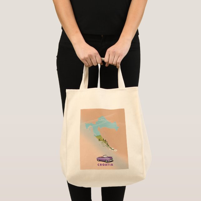 Bolsa Tote Mapa da Croácia - poster de impressão ilustrado. (Frente (produto))