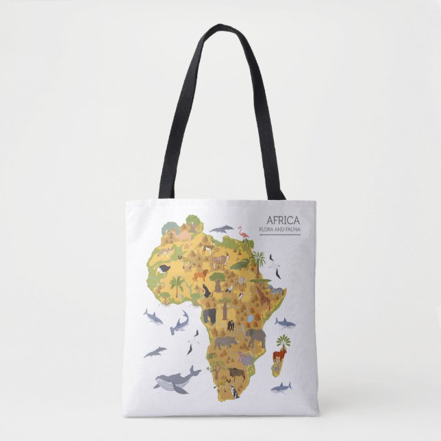 Bolsa Tote Mapa da flora & da fauna de África | (Frente)