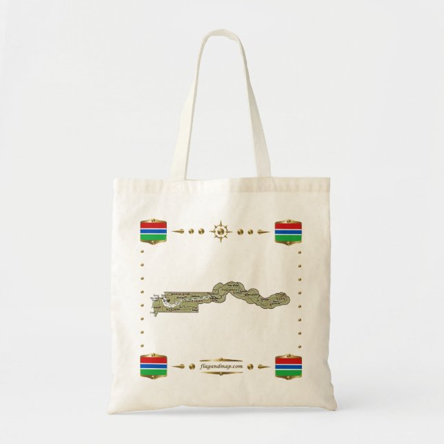 Bolsa Tote Mapa da Gâmbia + Saco dos Sinalizadores (Frente)