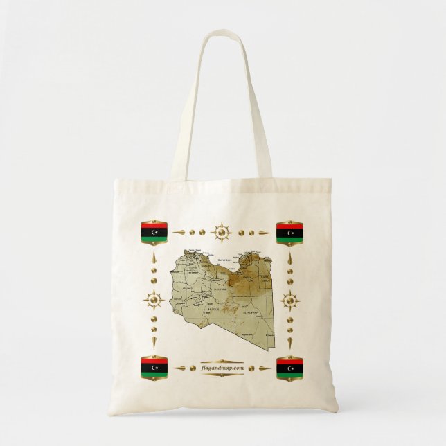 Bolsa Tote Mapa da Líbia + Bag de Sinalizadores (Frente)