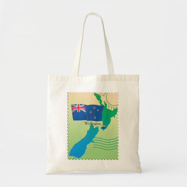 Bolsa Tote Mapa da sacola de Nova Zelândia (Frente)