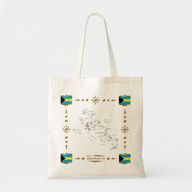 Bolsa Tote Mapa das Bahamas + Saco das Bandeiras (Frente)