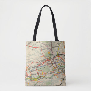 Bolsa Tote Mapa das estradas de ferro subterrâneas de Londre