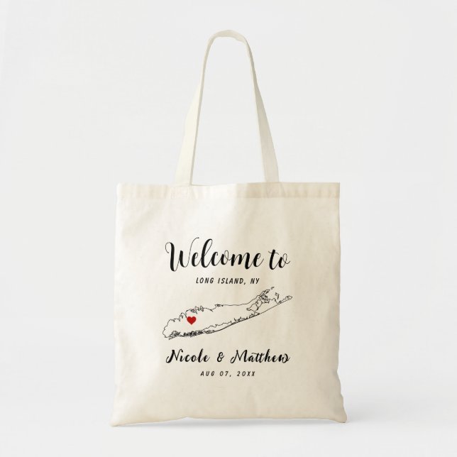Bolsa Tote Mapa das Ilhas Longas - Boas-vindas ao Casamento M (Frente)