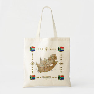 Bolsa Tote Mapa de África do Sul + Saco das bandeiras