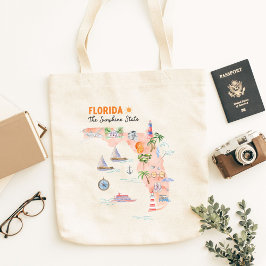 Bolsa Tote Mapa de Arte do Estado da Califórnia em Watercolor