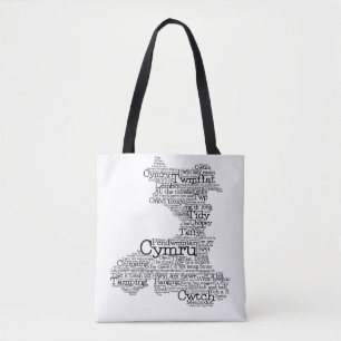 Bolsa Tote Mapa de Arte do Welsh Slang