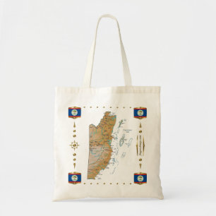 Bolsa Tote Mapa de Belize + Saco das bandeiras