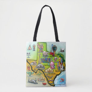 Bolsa Tote Mapa de Cartoons do Texas