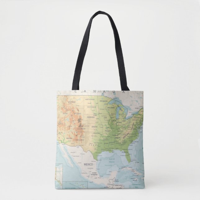 Bolsa Tote Mapa de cor retro do mundo (Frente)