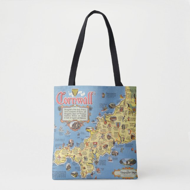 Bolsa Tote Mapa de Cornualha, Inglaterra (Frente)