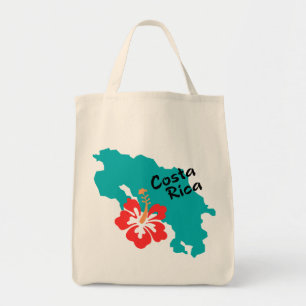 Bolsa Tote Mapa de Costa Rica com hibiscus