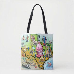 Bolsa Tote Mapa de desenho animado de Austin Texas