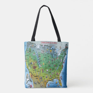 Bolsa Tote Mapa de desenhos animados dos EUA