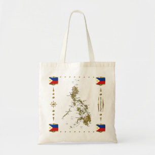 Bolsa Tote Mapa de Filipinas + Saco das bandeiras