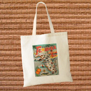Bolsa Tote Mapa de Florida do vintage das atrações