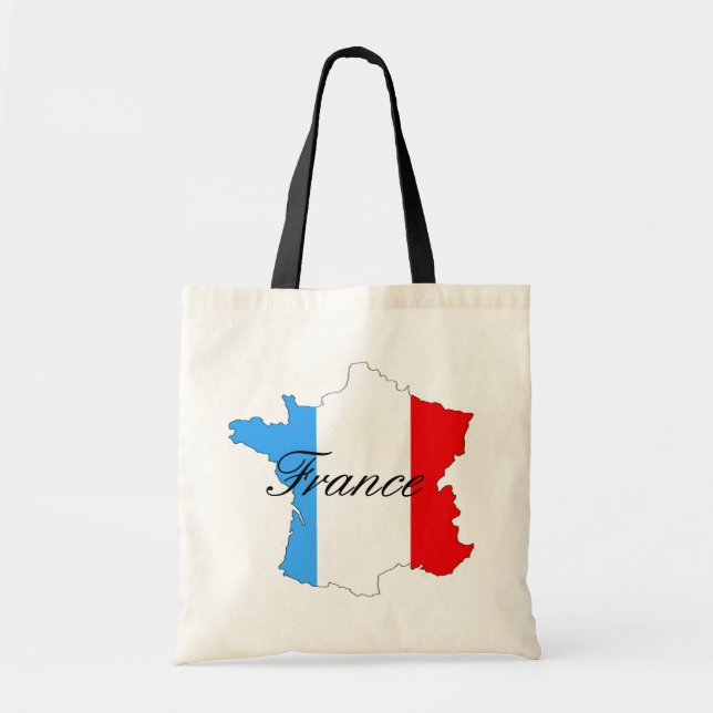 Bolsa Tote Mapa de France em branco e azul vermelhos (Frente)