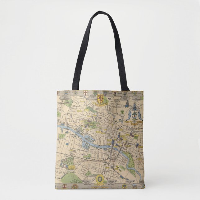 Bolsa Tote Mapa de Glasgow, Inglaterra (Frente)