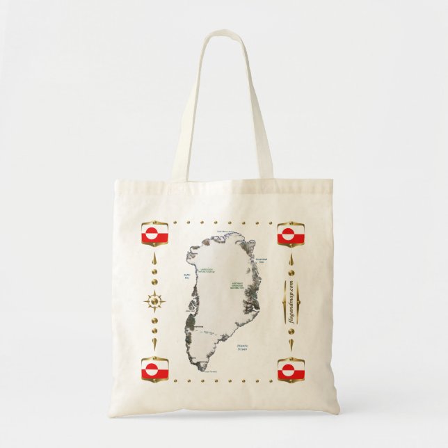 Bolsa Tote Mapa de Greenland + Saco das bandeiras (Frente)