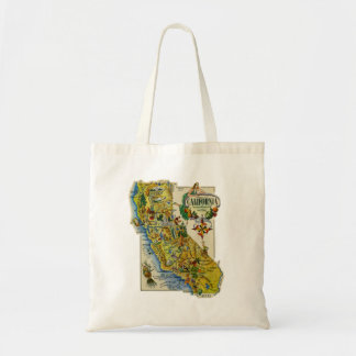 Bolsa Tote Mapa de Imagens Vintage na Califórnia