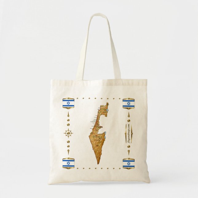 Bolsa Tote Mapa de Israel + Saco de Sinalizadores (Frente)