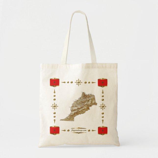 Bolsa Tote Mapa de Marrocos + Saco das bandeiras (Frente)