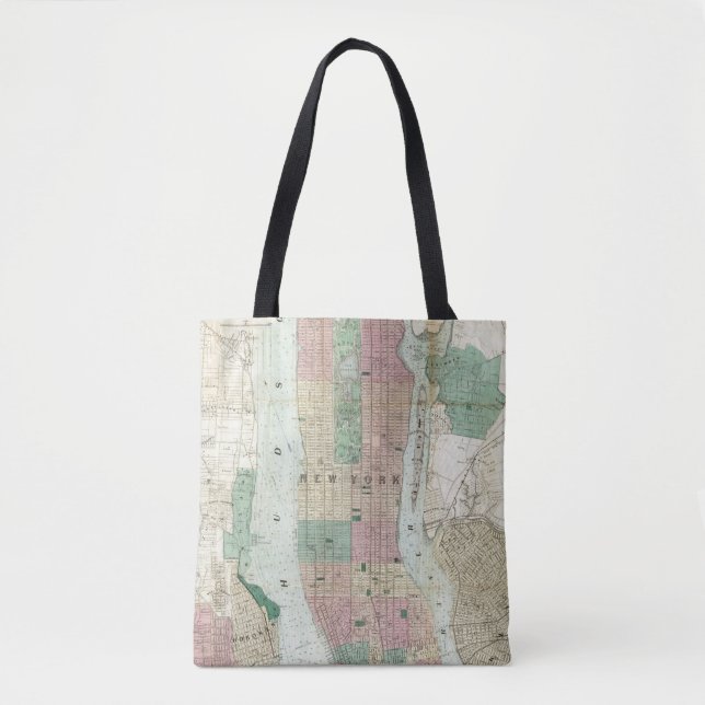Bolsa Tote Mapa de New York e de vizinhança (Frente)