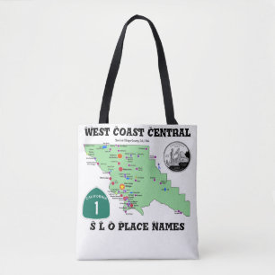 Bolsa Tote Mapa de Nomes de Local do SLO com Traduções em Ing