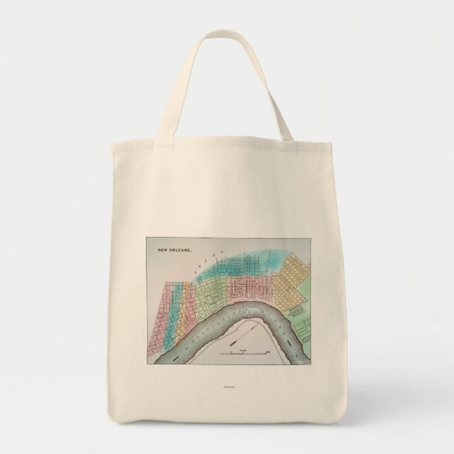 Bolsa Tote Mapa de Nova Orleães, 1837 (Frente)