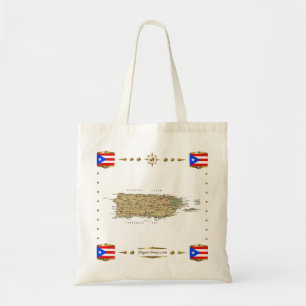 Bolsa Tote Mapa de Puerto Rico + Saco das bandeiras