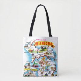 Bolsa Tote Mapa de Saudações Vintage Michigan