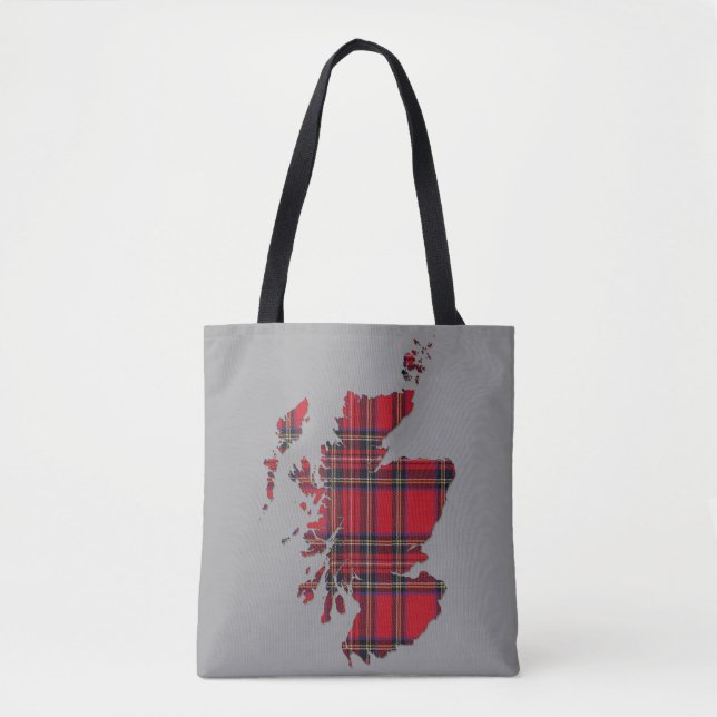Bolsa Tote Mapa de Scotland do Tartan (Frente)