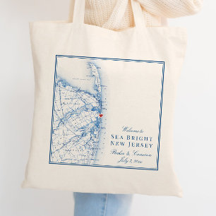Bolsa Tote Mapa de Sea Bright Nova Jersey Elegante Boas-Vinda