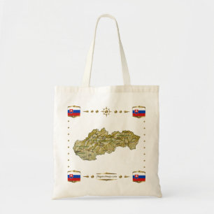 Bolsa Tote Mapa de Slovakia + Saco das bandeiras