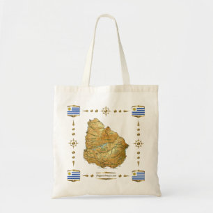 Bolsa Tote Mapa de Uruguai + Saco das bandeiras
