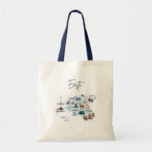 Bolsa Tote Mapa de viagem da Estônia (Impressão de um lado)
