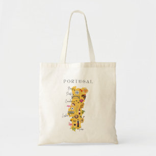 Bolsa Tote Mapa de viagem de Portugal (impressão frente e ver