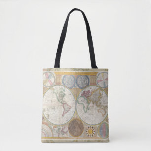 Bolsa Tote Mapa de Viagem Mundial Geografia Antiga Vintage