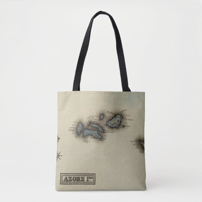 Bolsa Tote Mapa do atlas das ilhas de Azore (Frente)